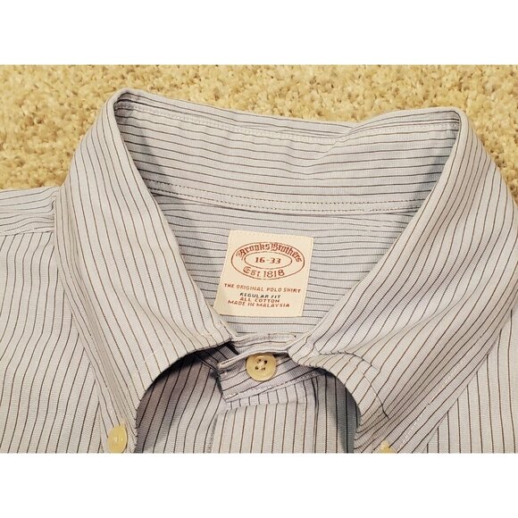 Brooks Brothers Madison 16 - 33 Blue Striped Long Sleeve Button Down Shirt - Picture 2 of 6